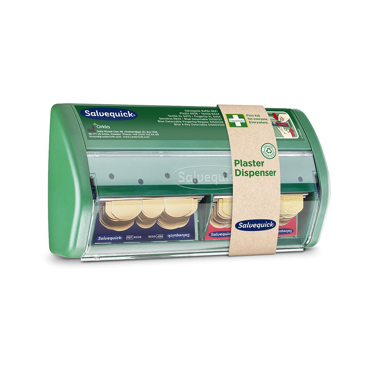 Plåsterautomat Salvequick 85st i grön plastlåda