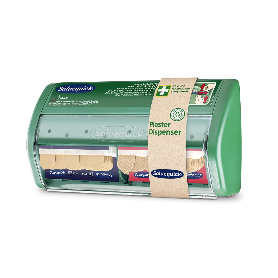 Plåsterautomat Salvequick med 85 plåster i olika storlekar