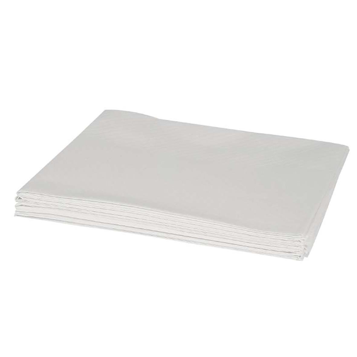 Vit sparfilt i storlek 1000x1500mm, staplad i en hög