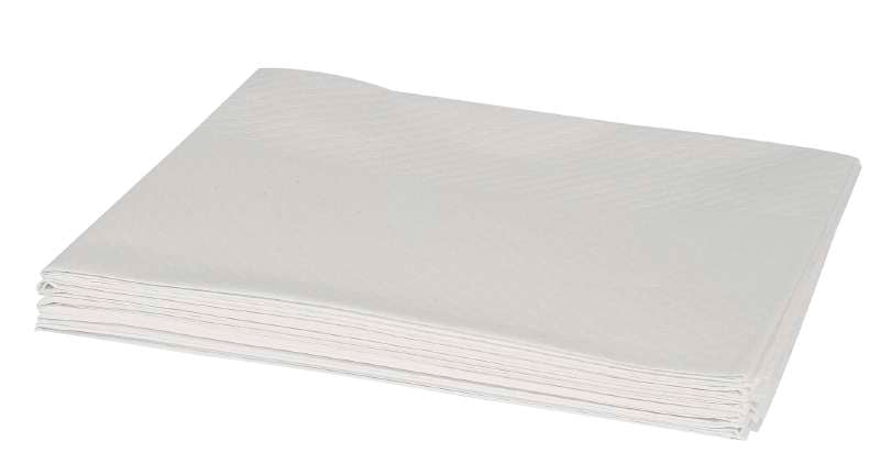 Vit sparfilt i storlek 1000x1500mm, staplad i en hög