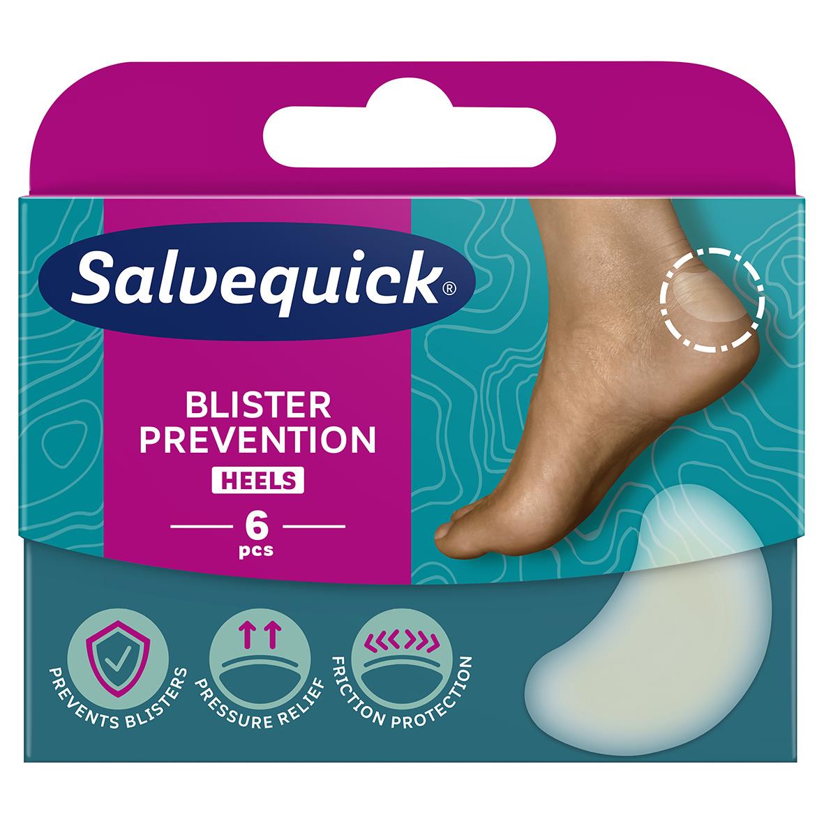 Salvequick plåster för blåsor, medium storlek, 6-pack, förhindrar blåsor och ger tryckavlastning