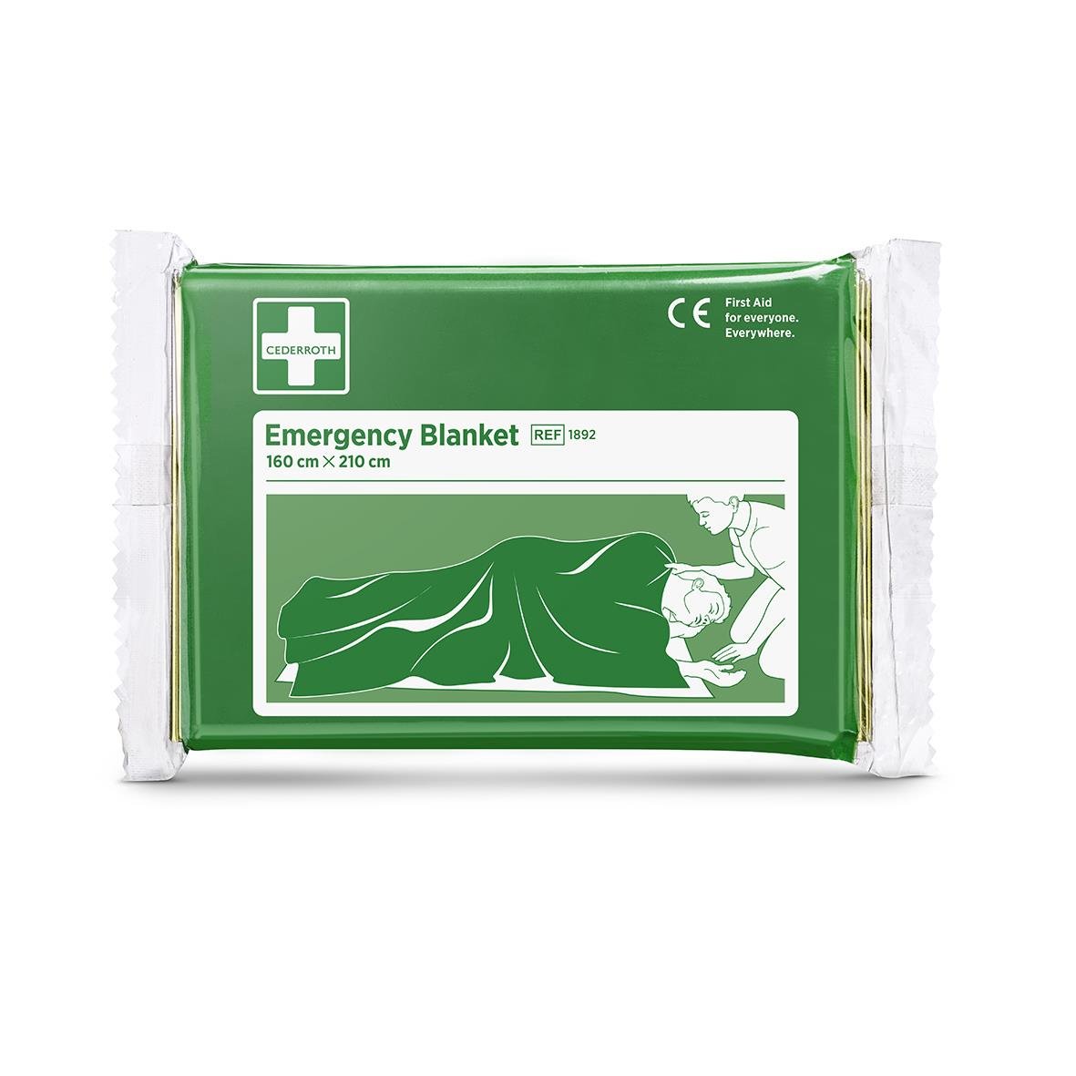 Räddningsfilt Cederroth 210x160cm i grönt för nödsituationer