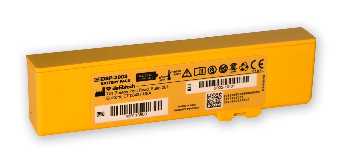 Batteri Defibtech DPB-2003 för Lifeline View i gult plastfodral