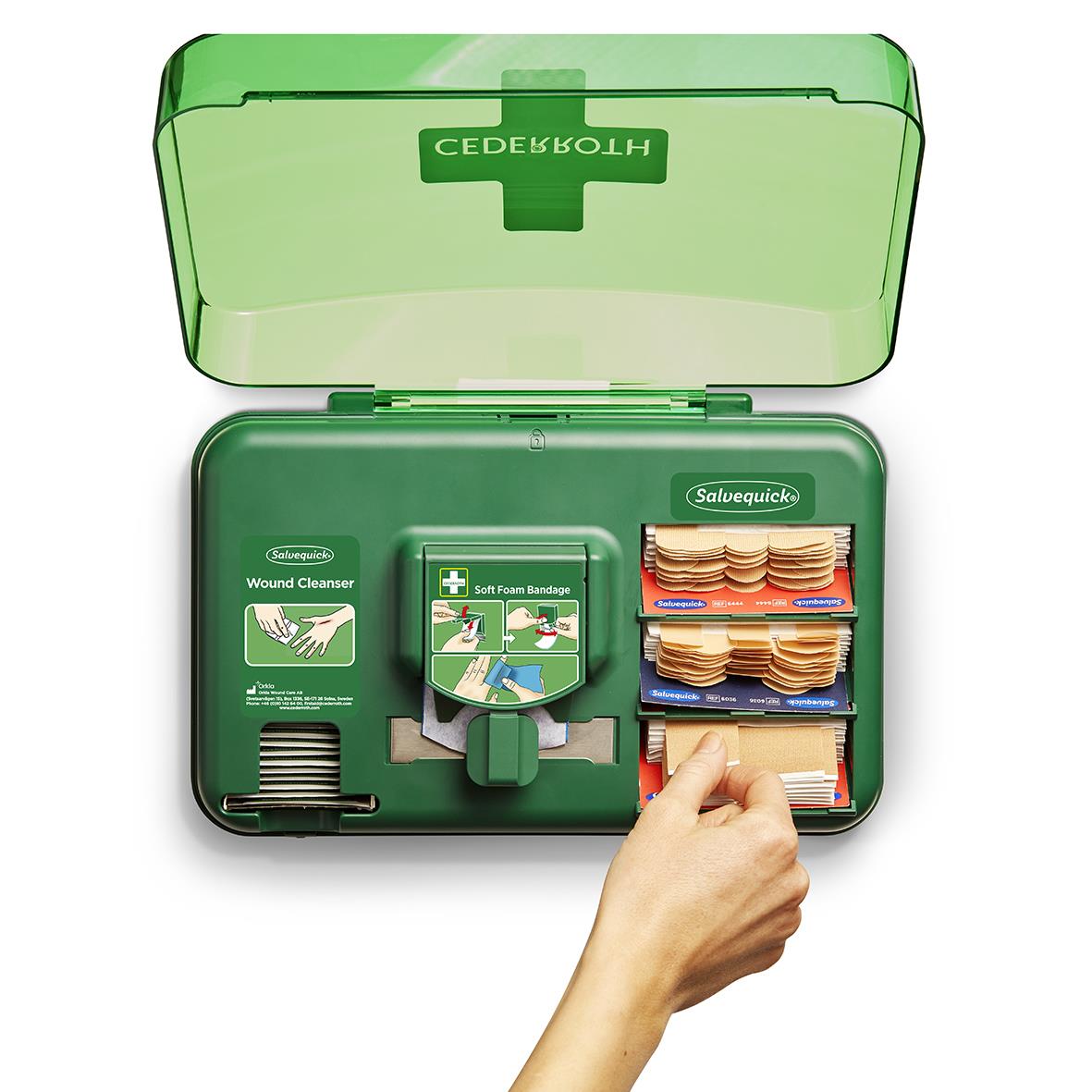 Första hjälpen Cederroth station med sårvård och bandage