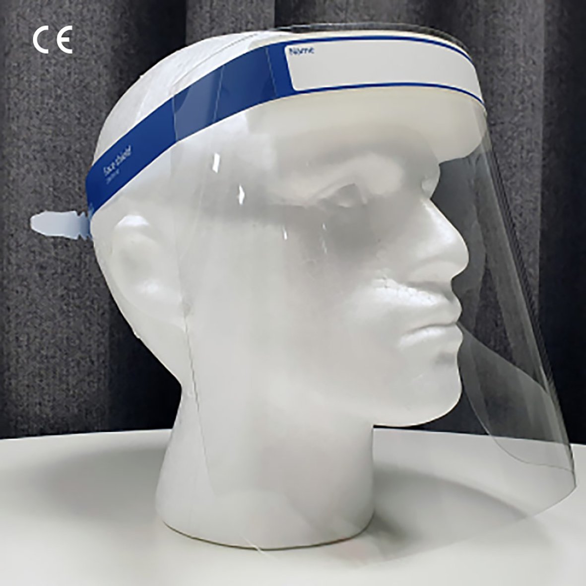 Skyddsvisir komplett på vit huvudmodell