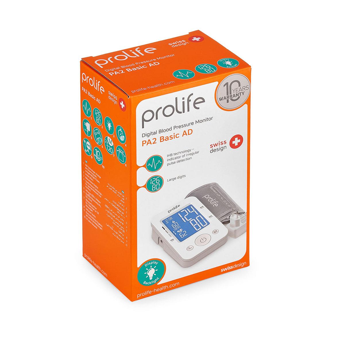 Blodtrycksmätare Prolife Digital PA2 Basic AD i orange och vitt förpackning