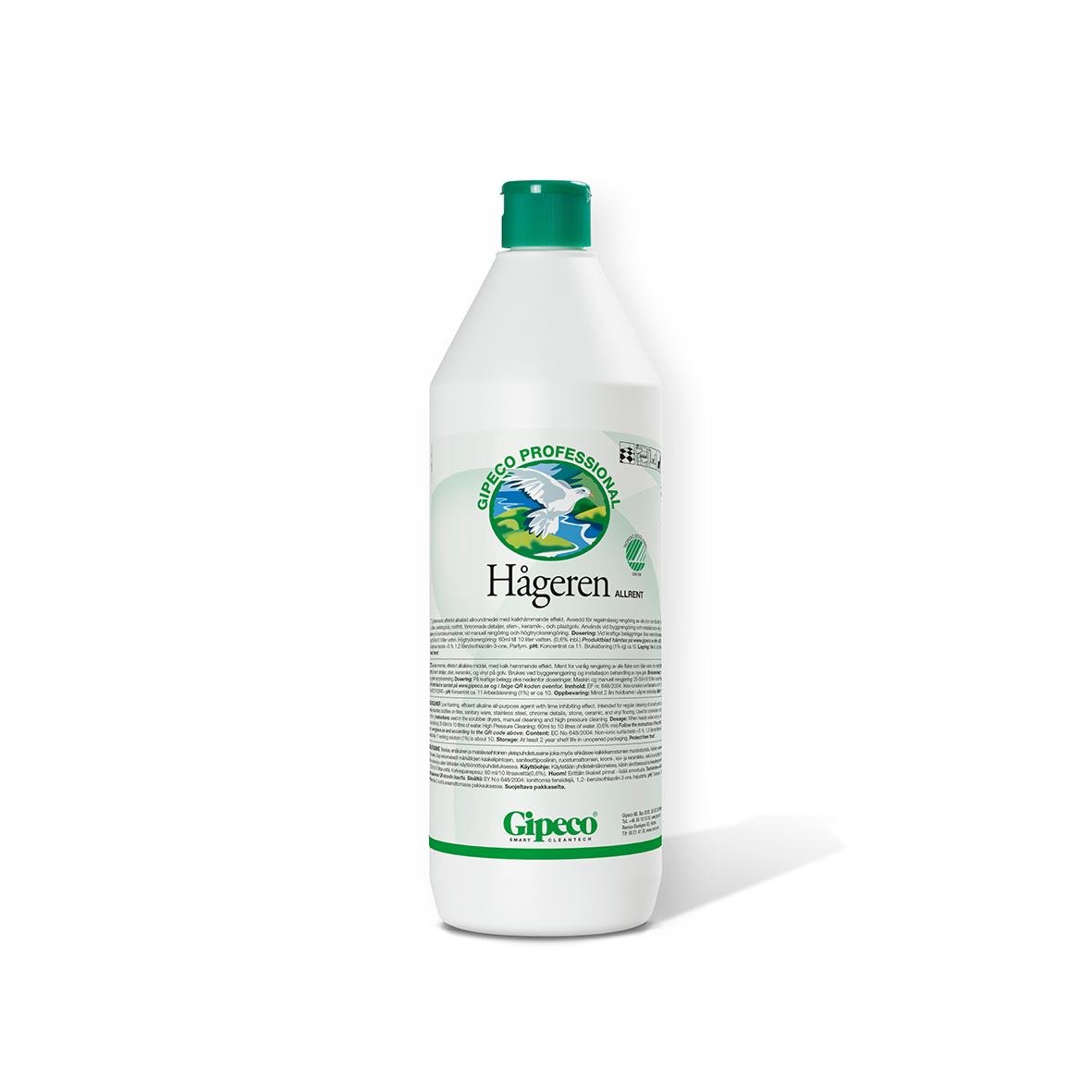 Allrent Gipeco Hågeren Parfymerad 1L, vit plastflaska med grönt lock och etikett