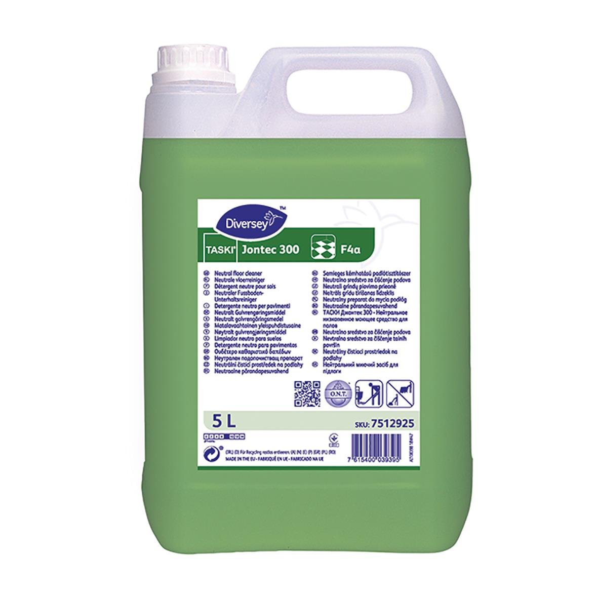 Grönt 5L rengöringsmedel för golv från Diversey Taski Jonttec 300 F4a