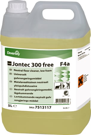 Diversey Taski Jontec 300 Free F4a 5L golvrengöringsmedel i stor plastflaska