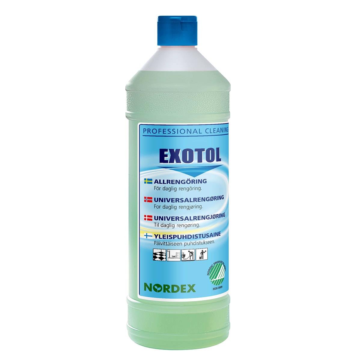 Allrent Nordex Exotol parfymfri 1L, rengöringsmedel för professionellt bruk