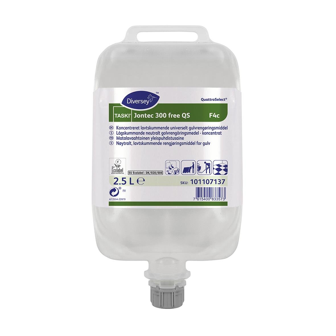 Allrent Diversey Taski Jontec 300 Free QS F4c 2,5L rengöringsmedel i stor flaska