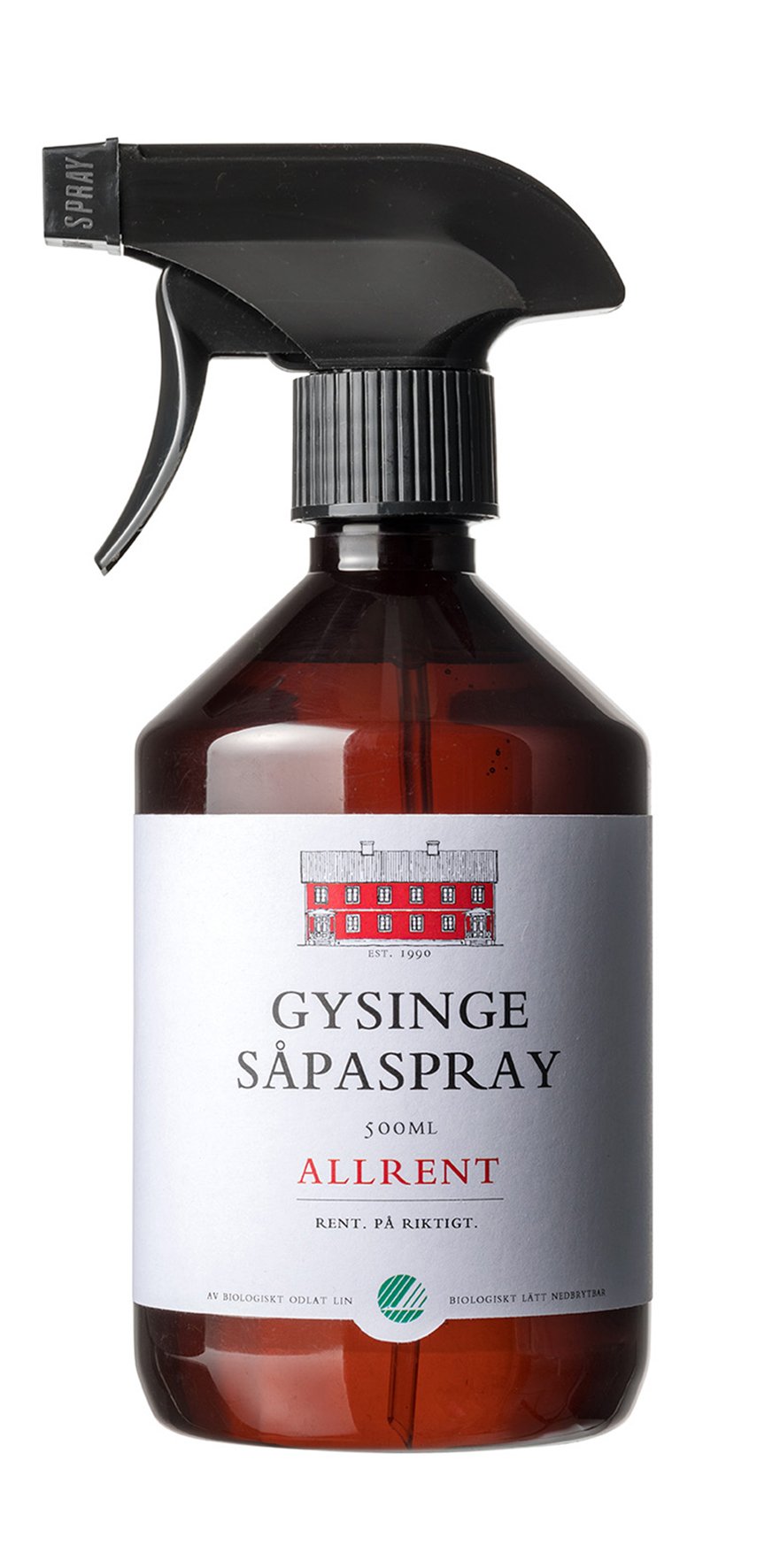 500ml Gysinge Såpa Spray i brun plastflaska med svart spraymunstycke