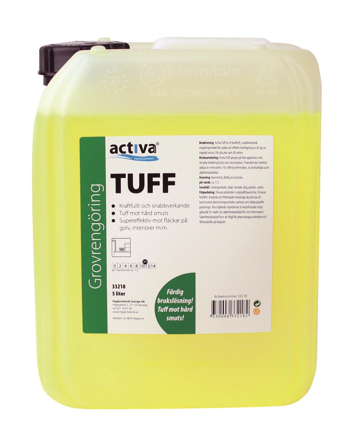 Grovrent Activa Tuff Pro 5L i gul behållare med etikett