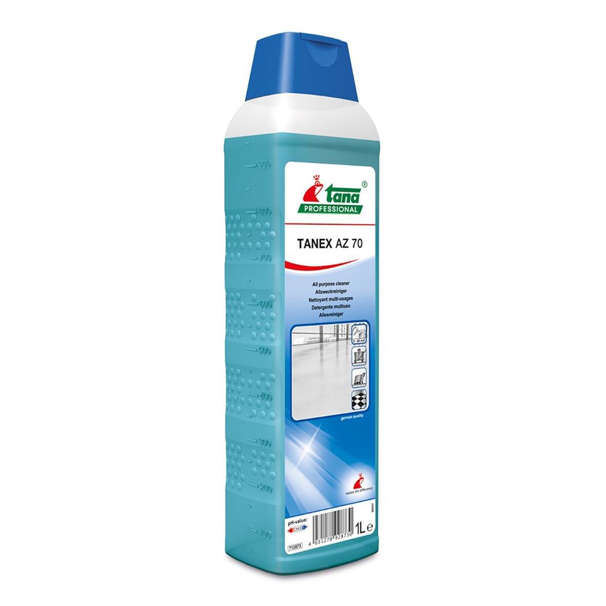 Grovrent Tana AZ 70 1L rengöringsmedel i vit och blå flaska