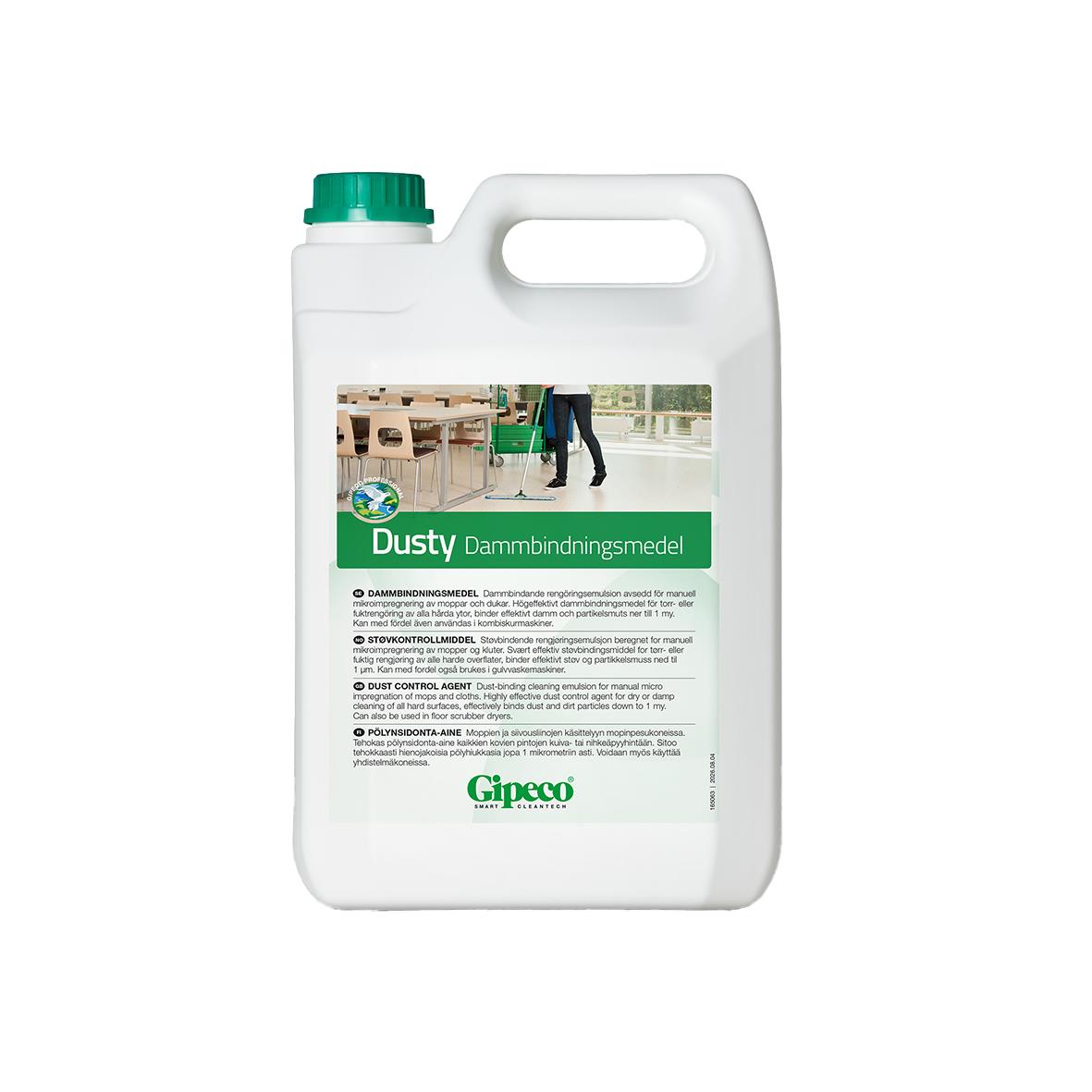 Impregnering Gipeco Dusty 5L i en vit behållare med grön topp