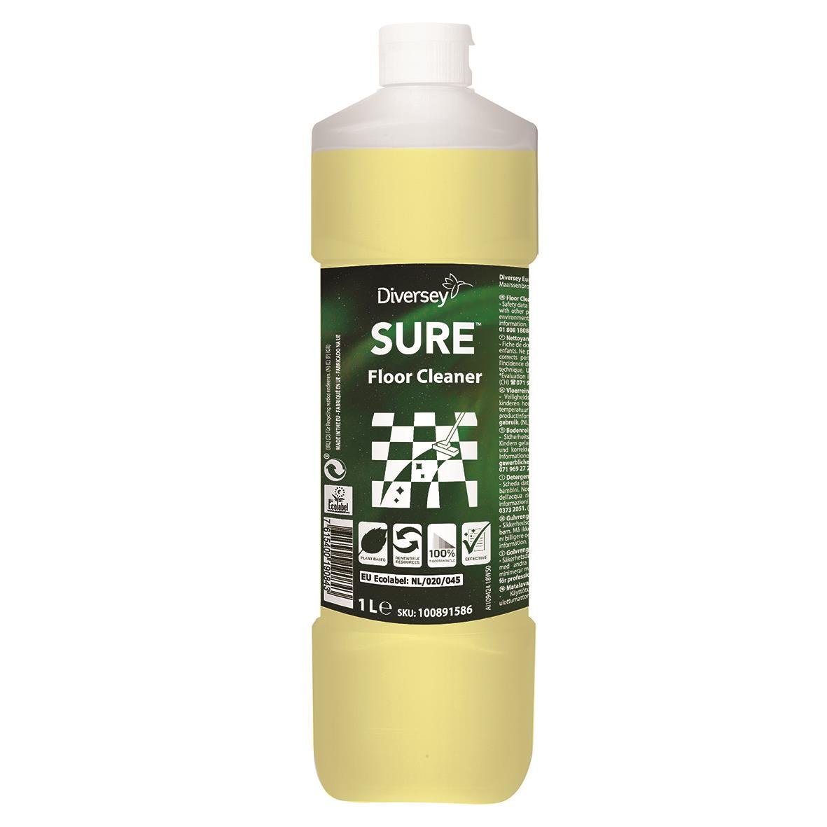 Diversey Sure Floor Cleaner oparfymerad 1L, flytande golvrengöring