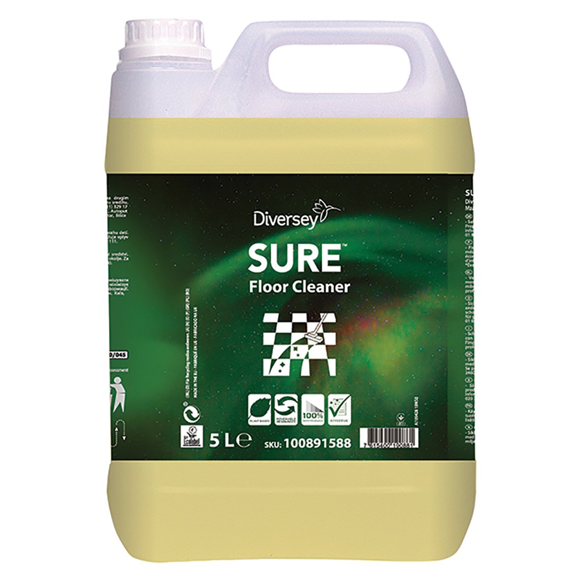 Diversey Sure Floor Cleaner 5L, oparfymerad golvrengöring i stor behållare