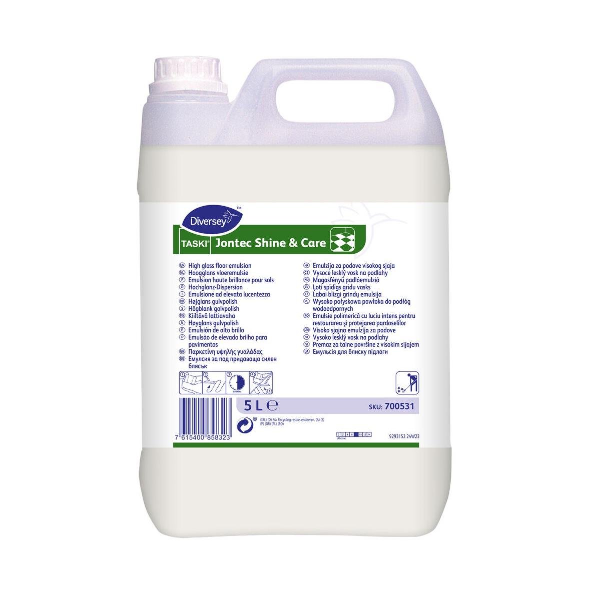 Golvpolish från Diversey Taski Jonttec Shine & Care 5L i vit behållare