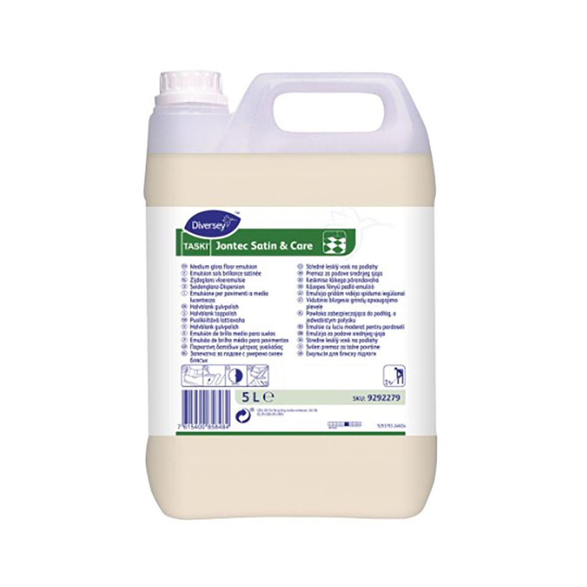 Golvpolish Diversey Taski Jontec Satin & Care 5L i vit plastflaska