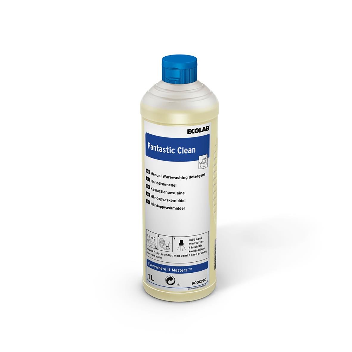 Ecolab Pantastic Clean handdiskmedel i 1-liters flaska, oparfymerad