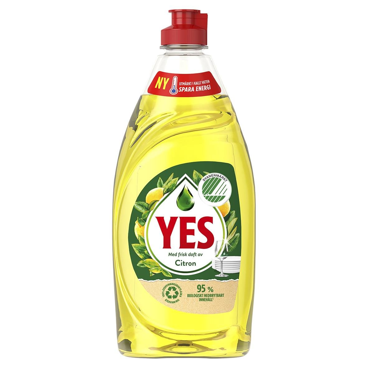 Handdiskmedel Yes Citron Svanen 520ml i gul plastflaska med rött lock