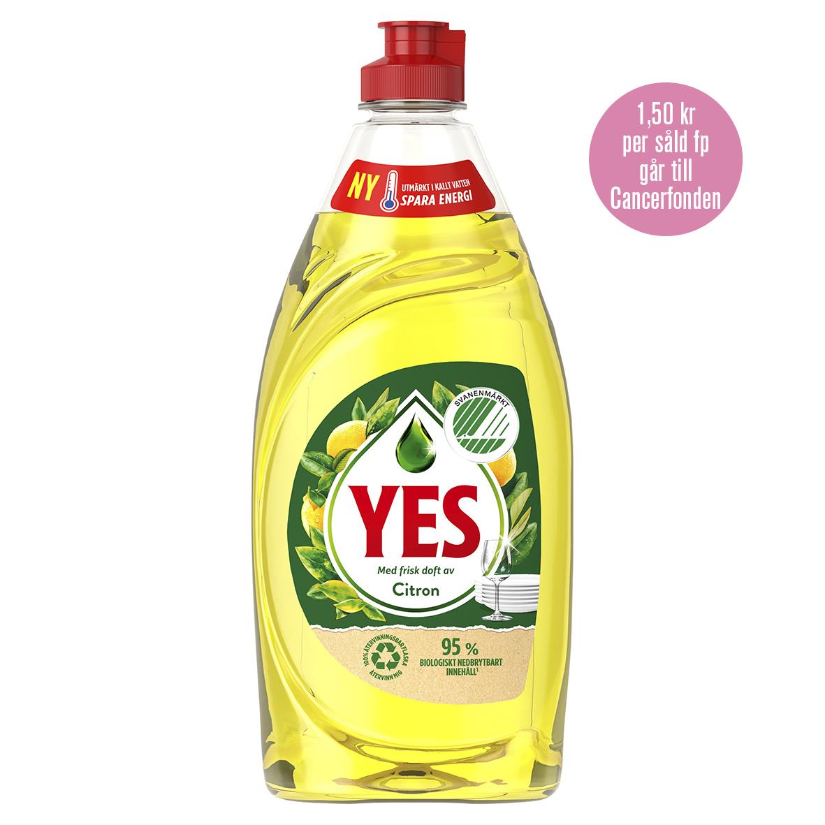 Handdiskmedel Yes Citron Svanen 520ml i gul plastflaska med rött lock