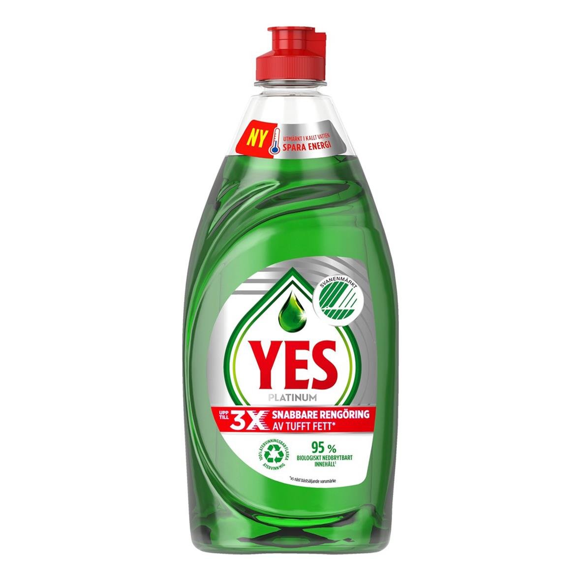 Handdiskmedel Yes Platinum Original Svanen 500ml i grön plastflaska med rött lock