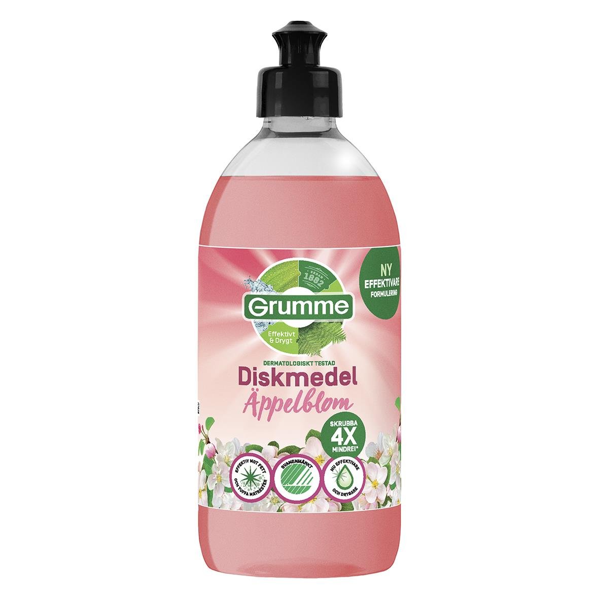Handdiskmedel Grumme Äppelblom 500ml i rosa flaska med pump
