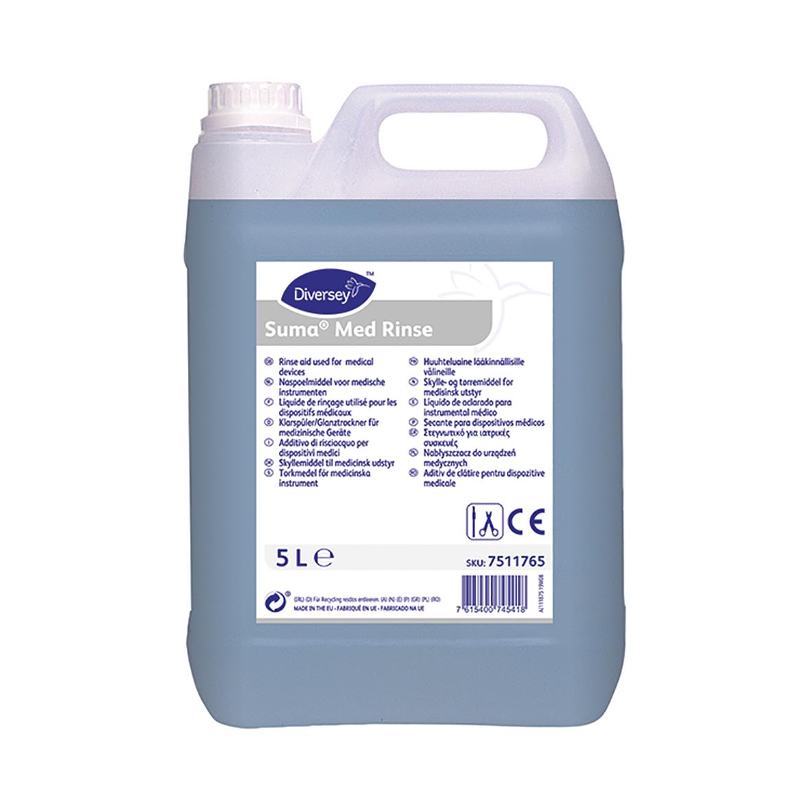 Stor 5-liters dunkmedel Diversey Suma Med Rinse för medicinska instrument