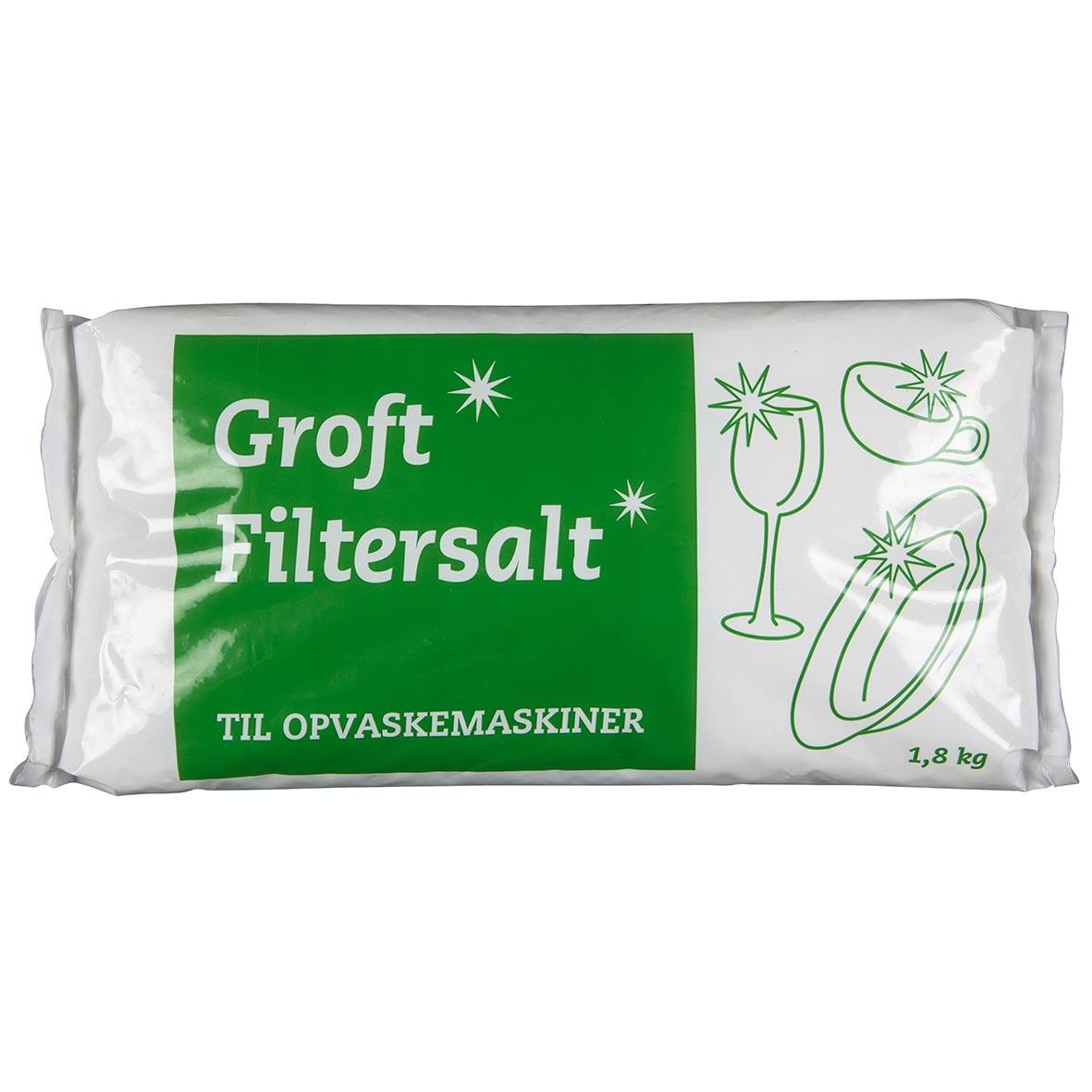 Förpackning av grovt filtersalt för diskmaskiner, 1,8 kg