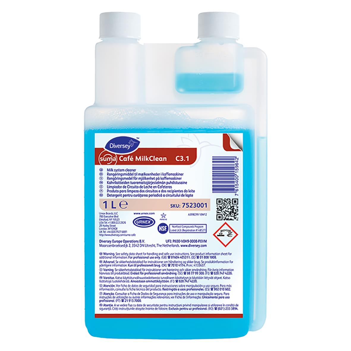 Diversey Suma Café MilkClean C3.1 rengöringsmedel i 1L flaska