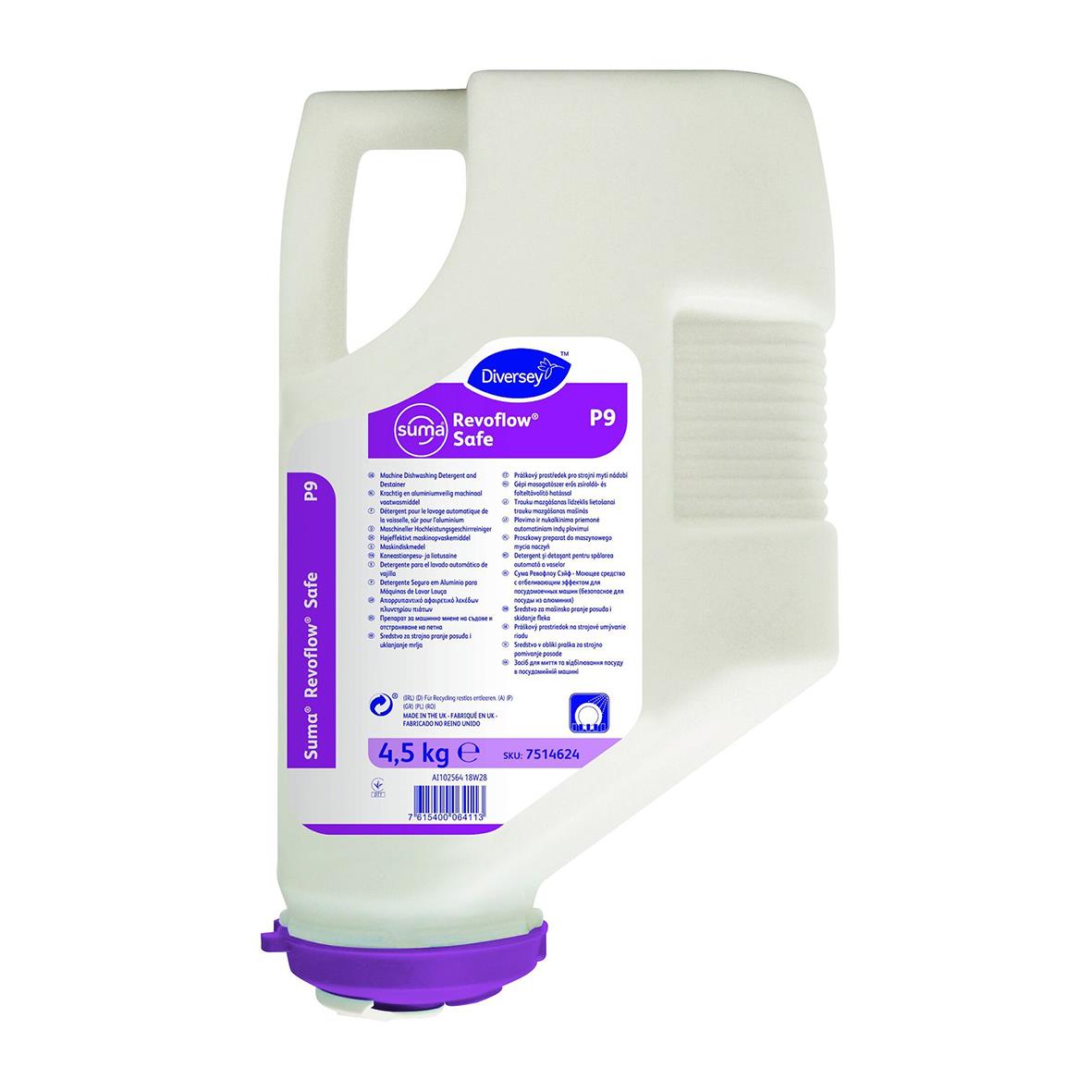 Maskindiskmedel Diversey Suma Revoflow Safe P9 4,5kg i vit plastflaska