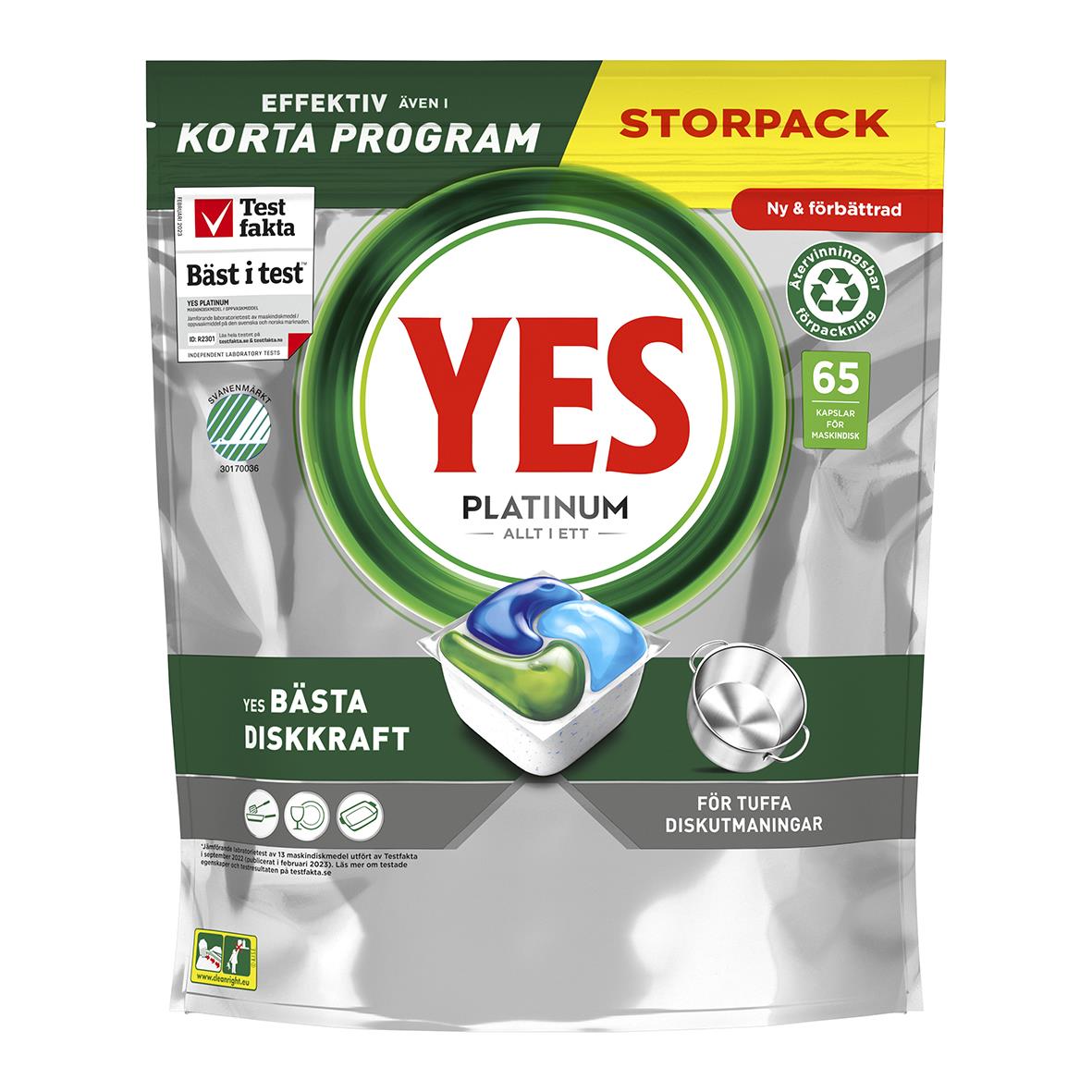 Maskindiskmedel YES Platinum Allt i Ett Tablett
