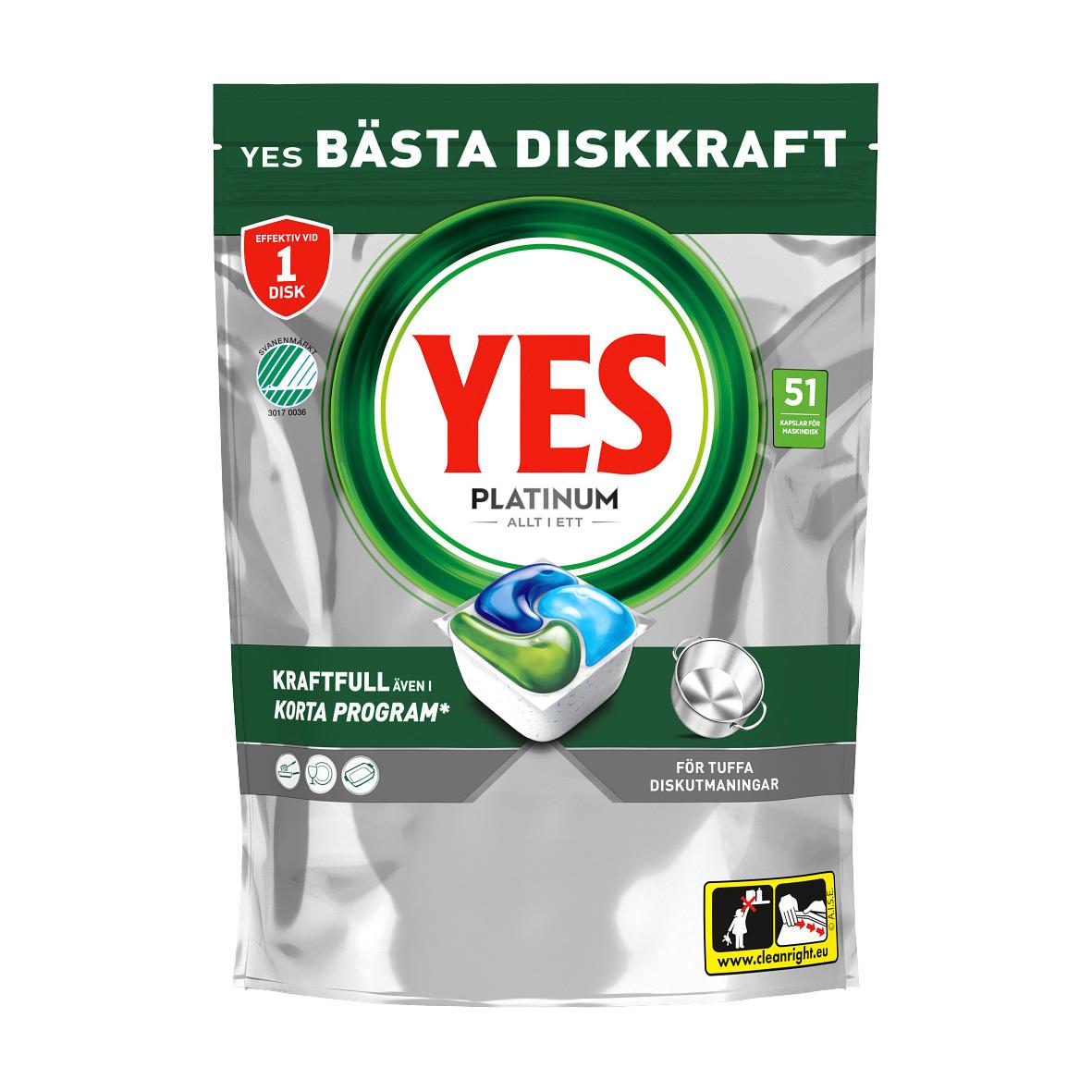 YES Platinum maskindiskmedel för tuffa diskningar, 51 tabletter