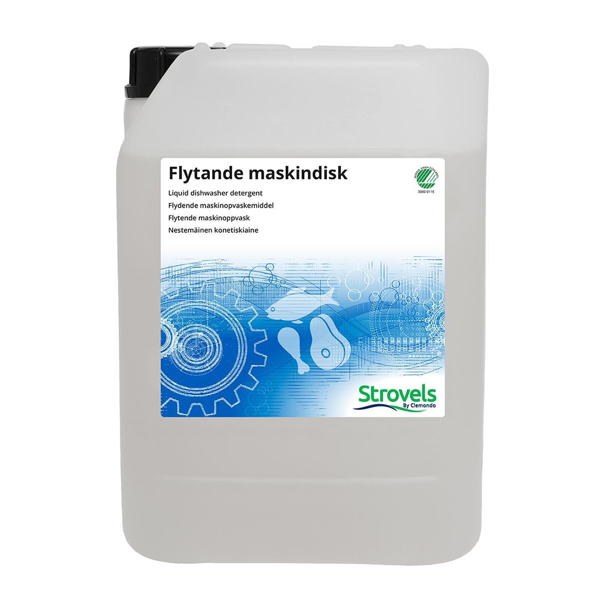 Stor 10L behållare med maskindiskmedel Strovels för flytande rengöring
