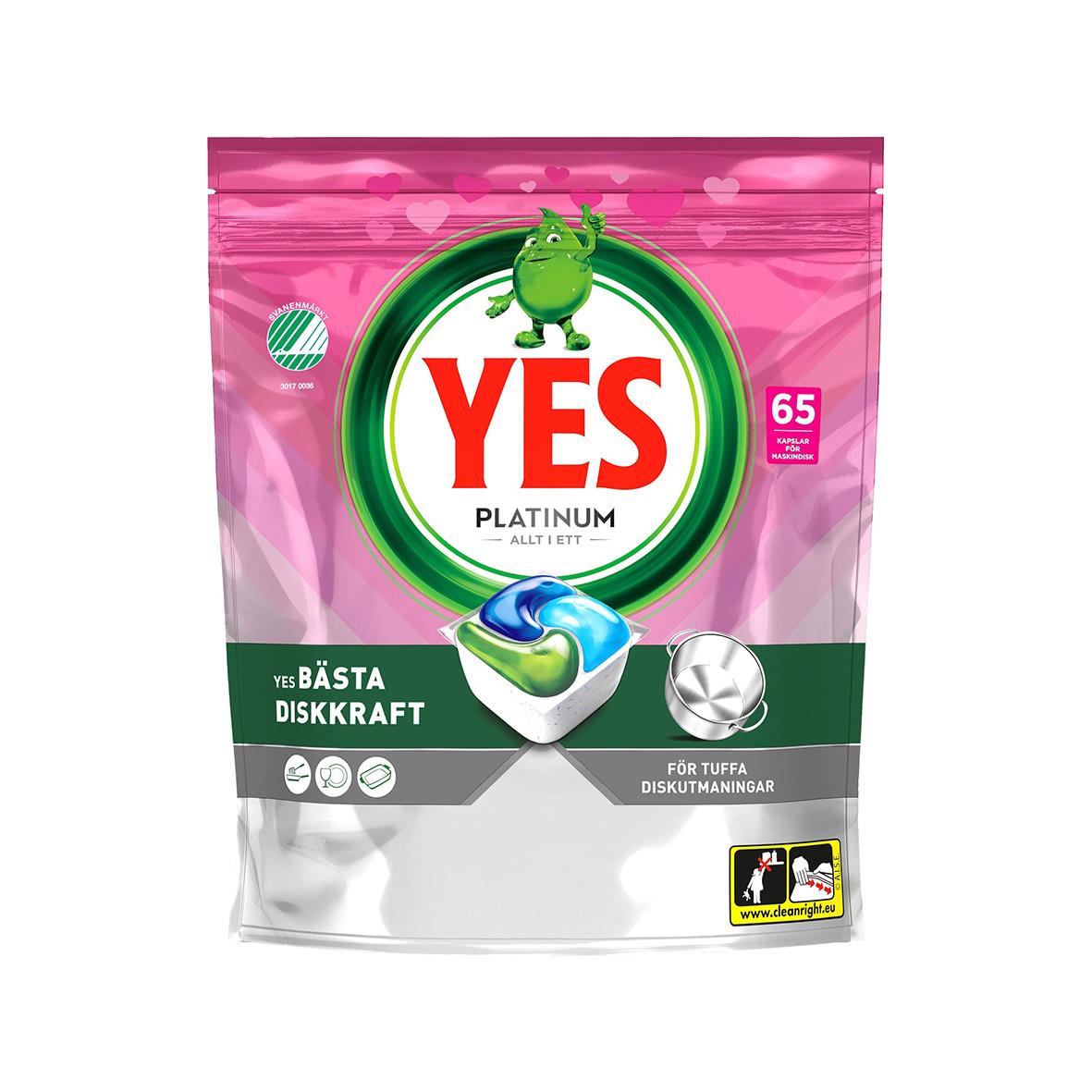 Maskindiskmedel Yes Platinum Rosa Bandet Allt i Ett Tablett för tuffa diskutmaningar