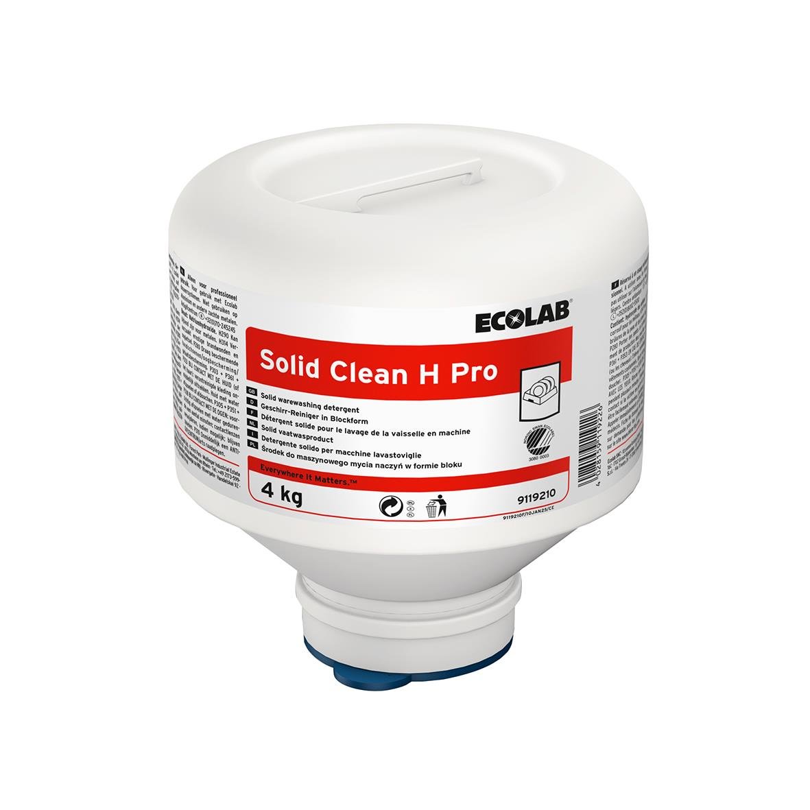 Maskindiskmedel Ecolab Solid Clean H Pro 4kg i vit behållare