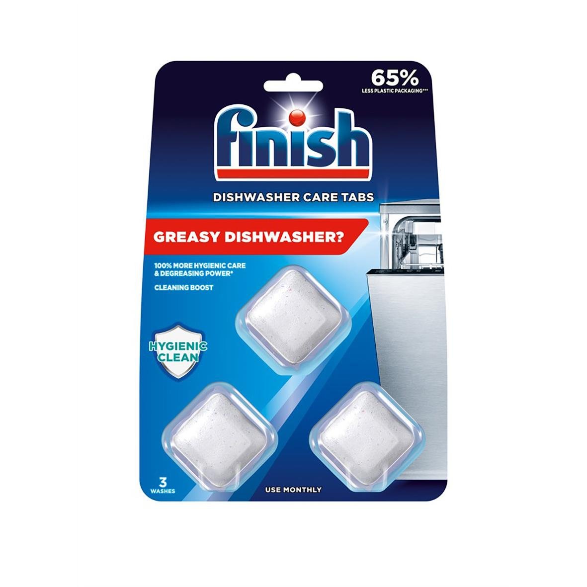 Finish In-Wash maskindiskrengöring tablet för rengöring av diskmaskinen, tre stycken i förpackning