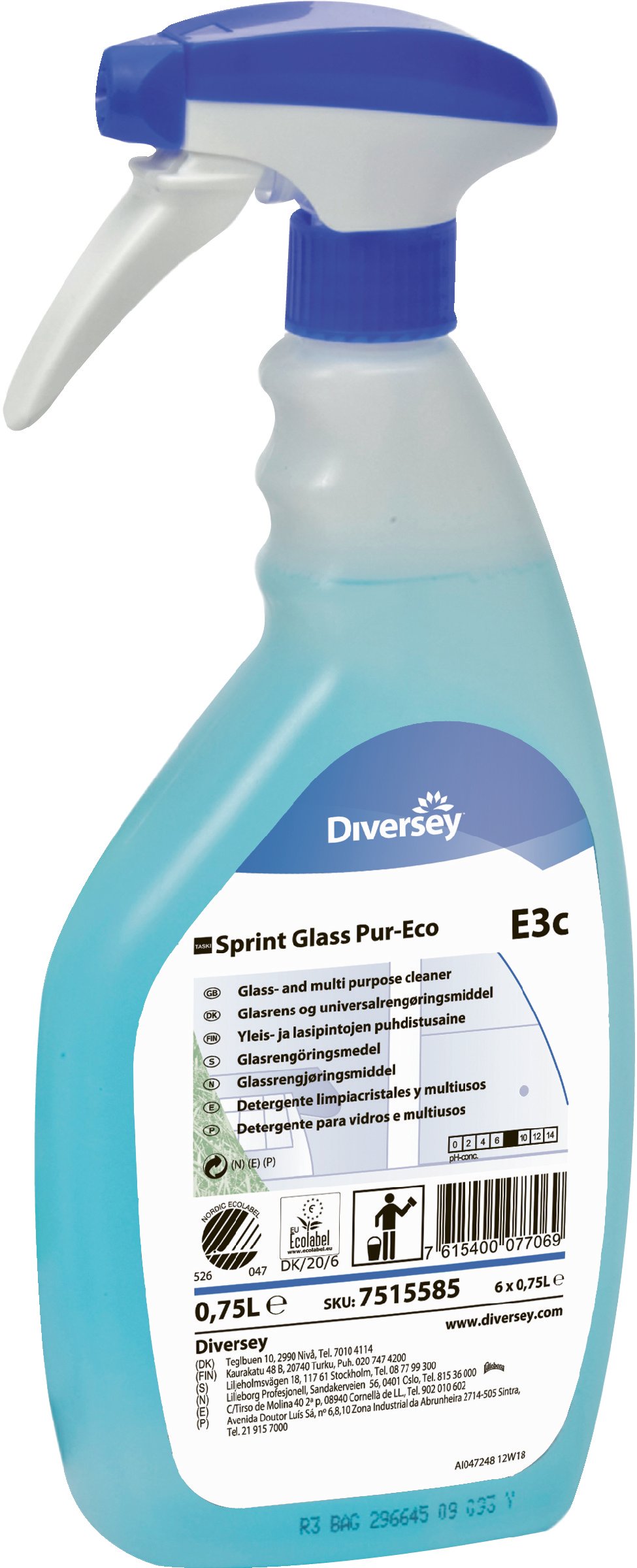 Fönsterputs Diversey Taski Sprint Glass Pur-Eco E3c 750ml