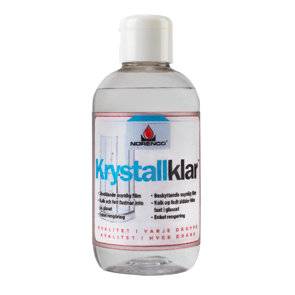 Glasimpregnering Norenco Krystallklar 100ml i en transparent flaska med vit lock