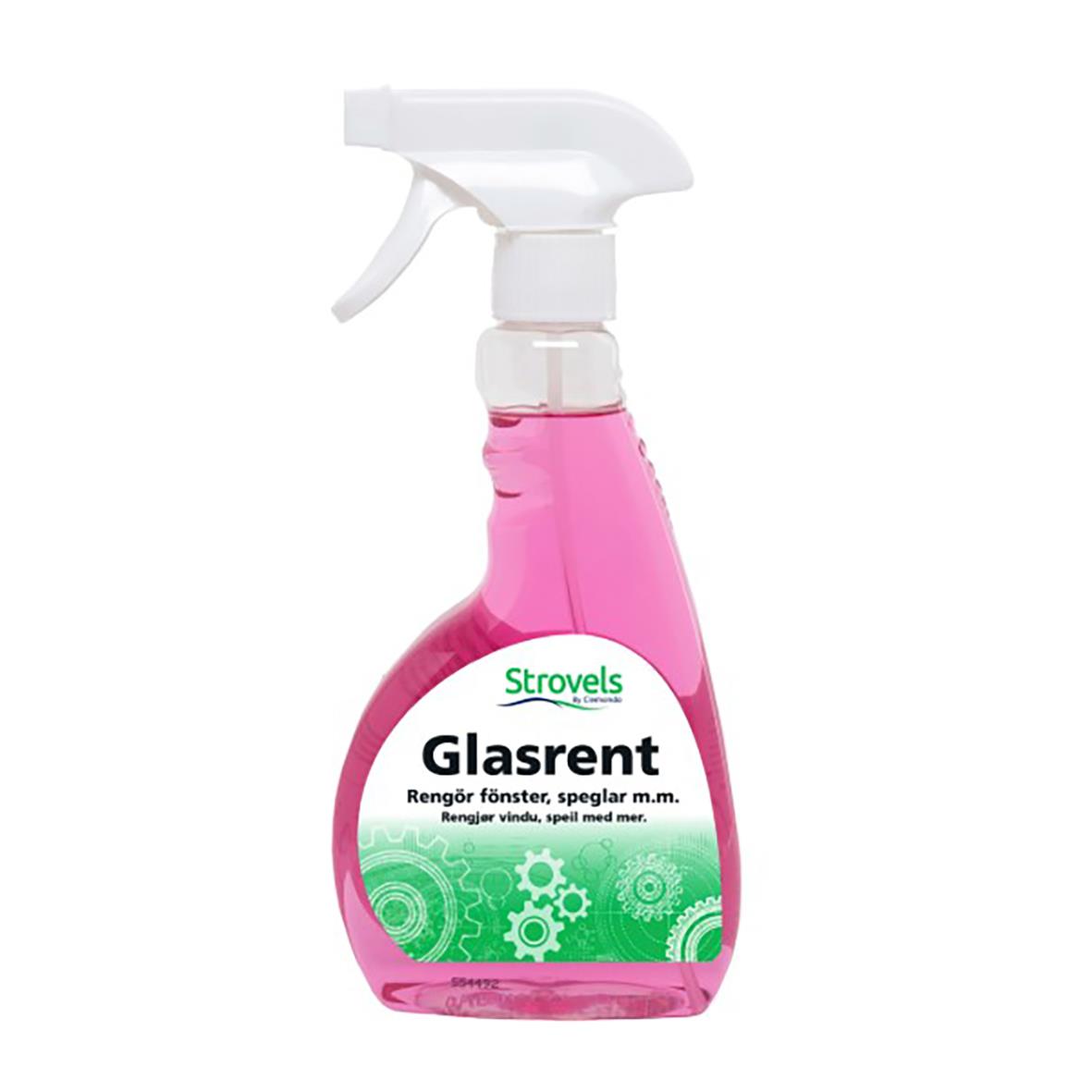 Rengöringsspray för fönster och speglar i rosa flaska