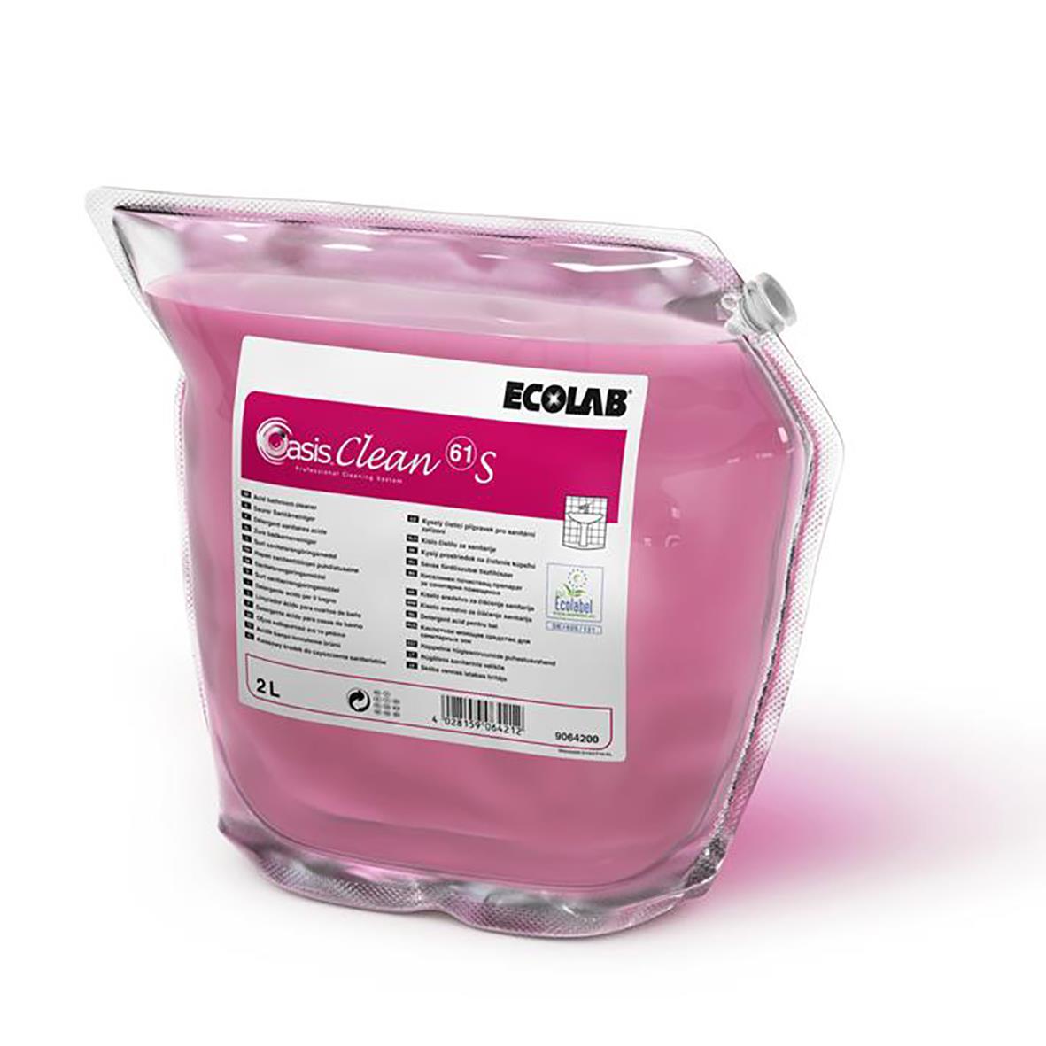 Rengöringsmedel i rosa påse från Ecolab Oasis Clean 61S 2L