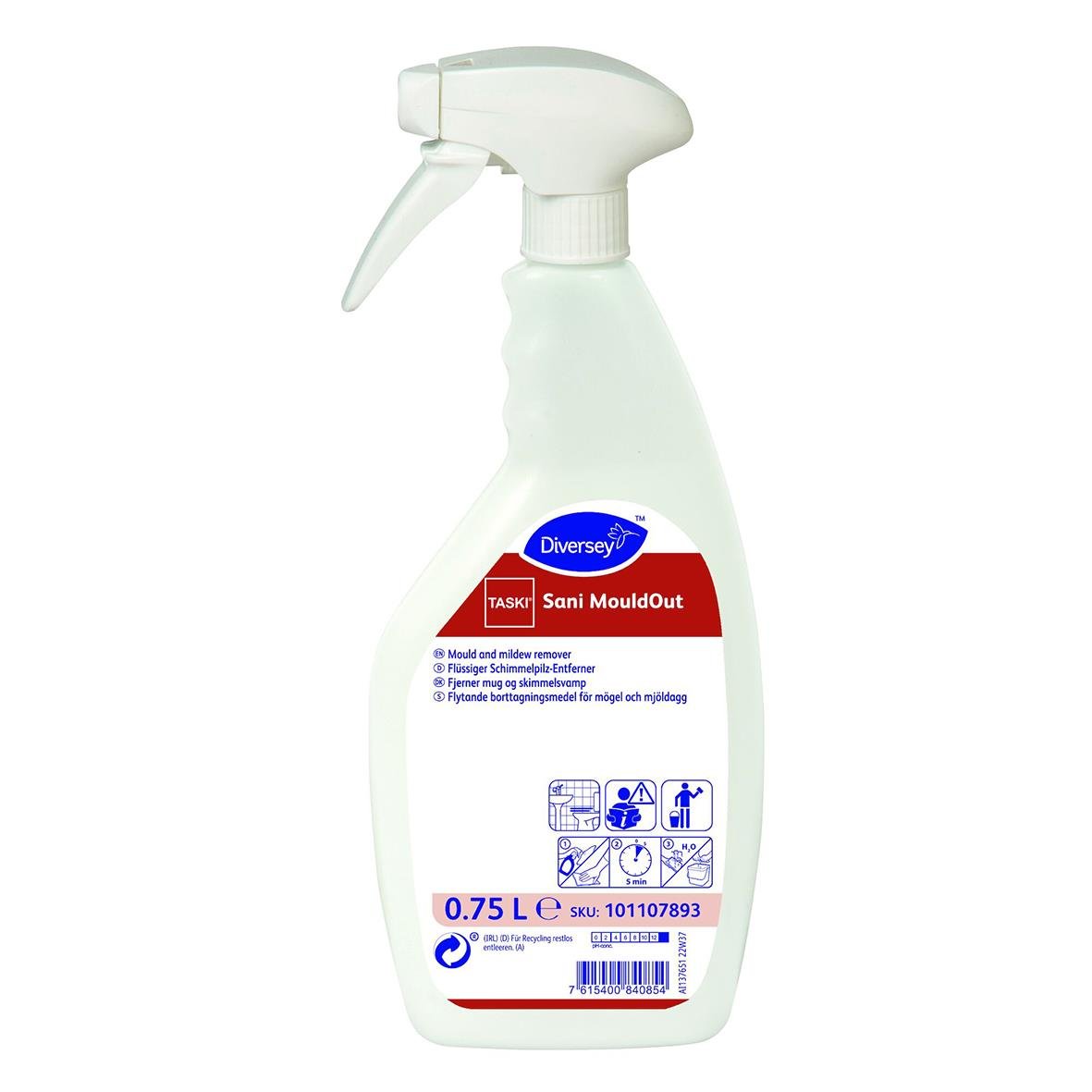 Sprayflaska med rengöringsmedel för mögel och svamp, 750 ml, från Diversey Taski Sani MouldOut