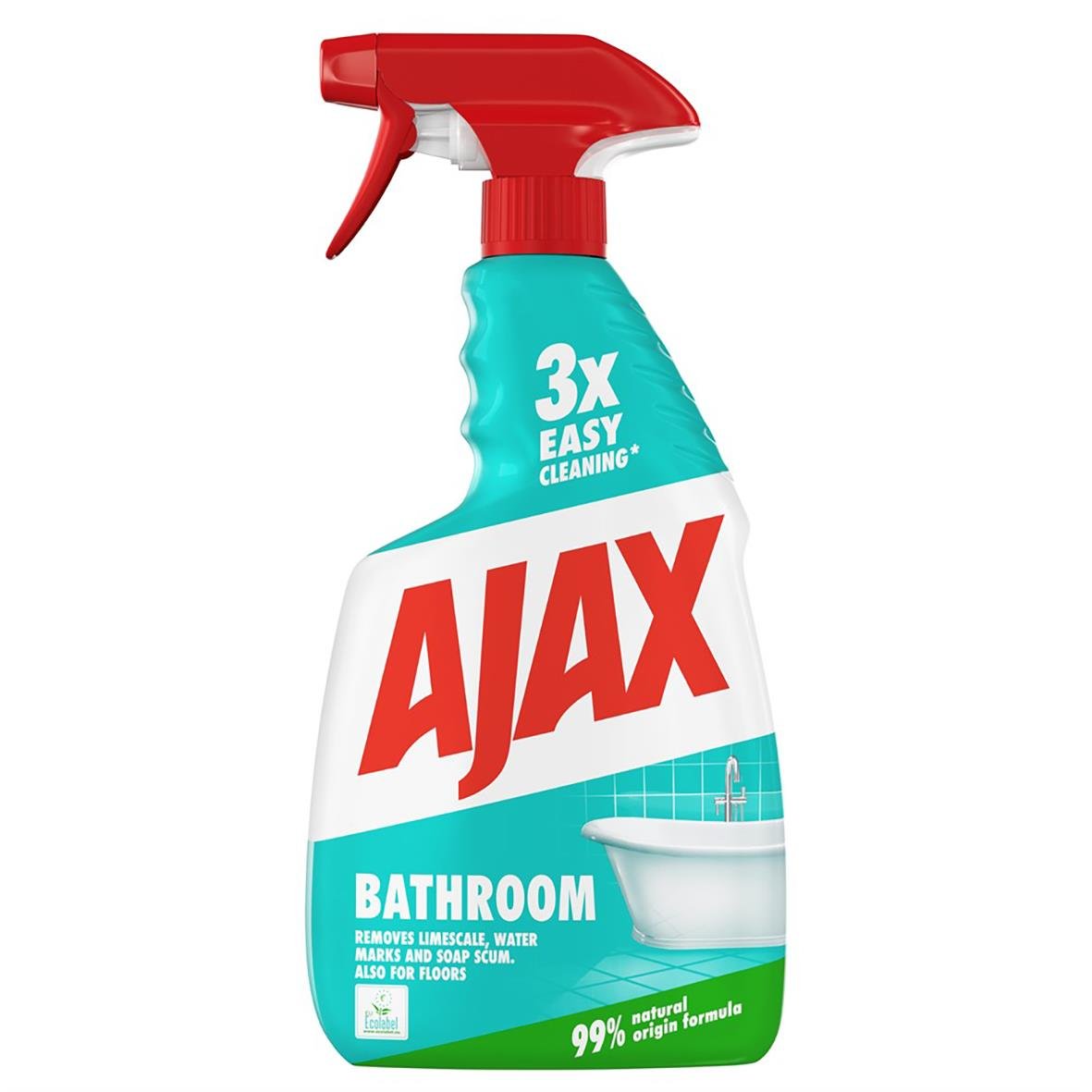 Ajax badrumspray 750ml med spraymunstycke för enkel rengöring av badrum