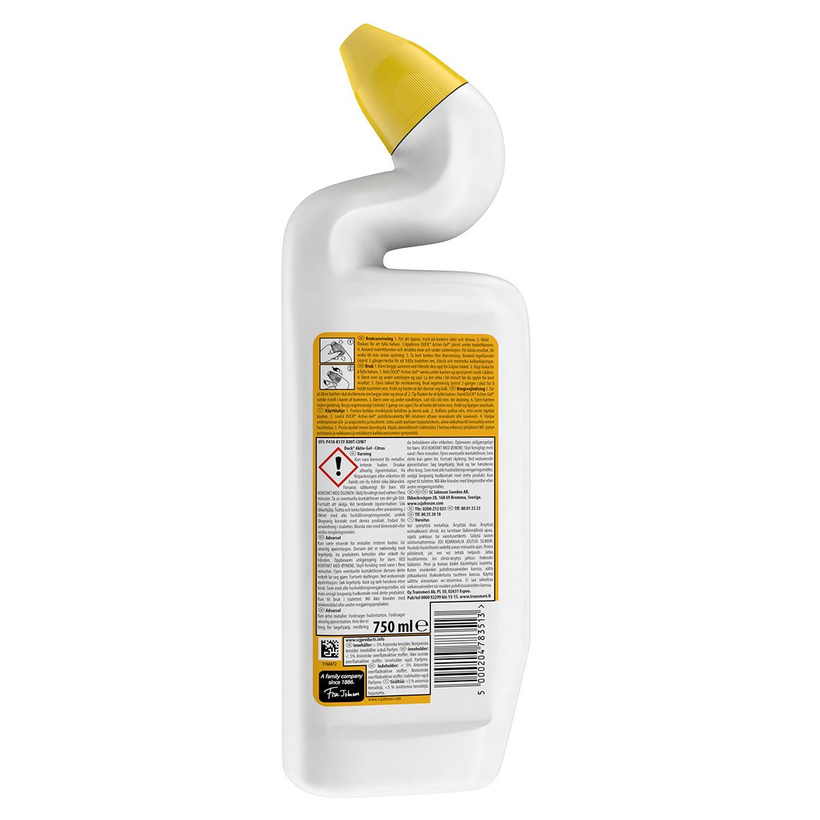 WC-Rent Duck Aktiv Gel Citrus 750ml rengöringsmedel i flaska med spraymunstycke