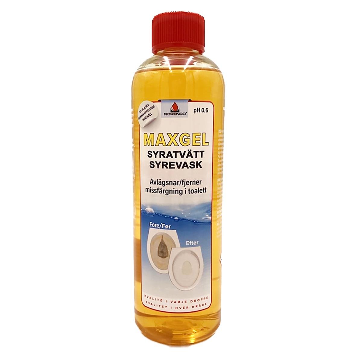 500ml flaska Maxgel syratvätt för att avlägsna och ta bort missfärgningar i toaletten