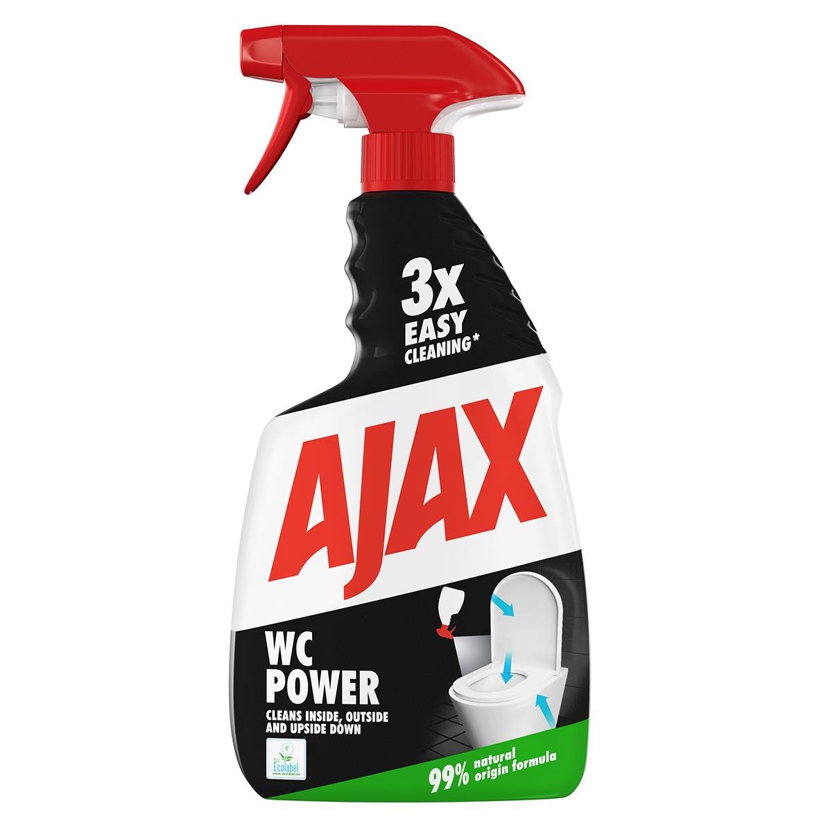 Rengöringsspray för toalett med Ajax WC Power Spray 750ml, lätt att använda