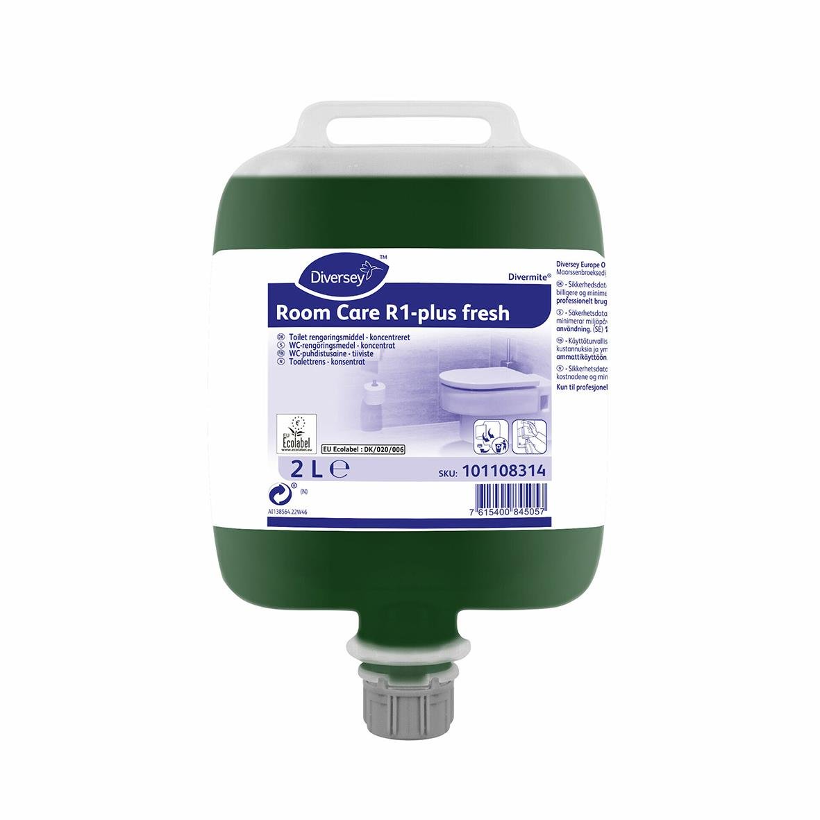 Diversey Room Care Plus Fresh 2L rengöringsmedel för sanitetsutrymmen