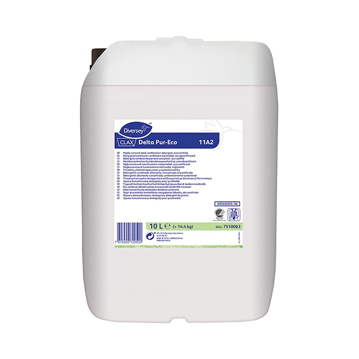 Tvättmedel Diversey Clax Delta Pur-Eco 11A2 10L i vit behållare