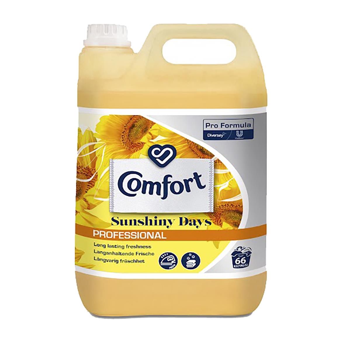 Sköljmedel Comfort Professional Sunshiny Days 5L med solrosbild och blå etikett